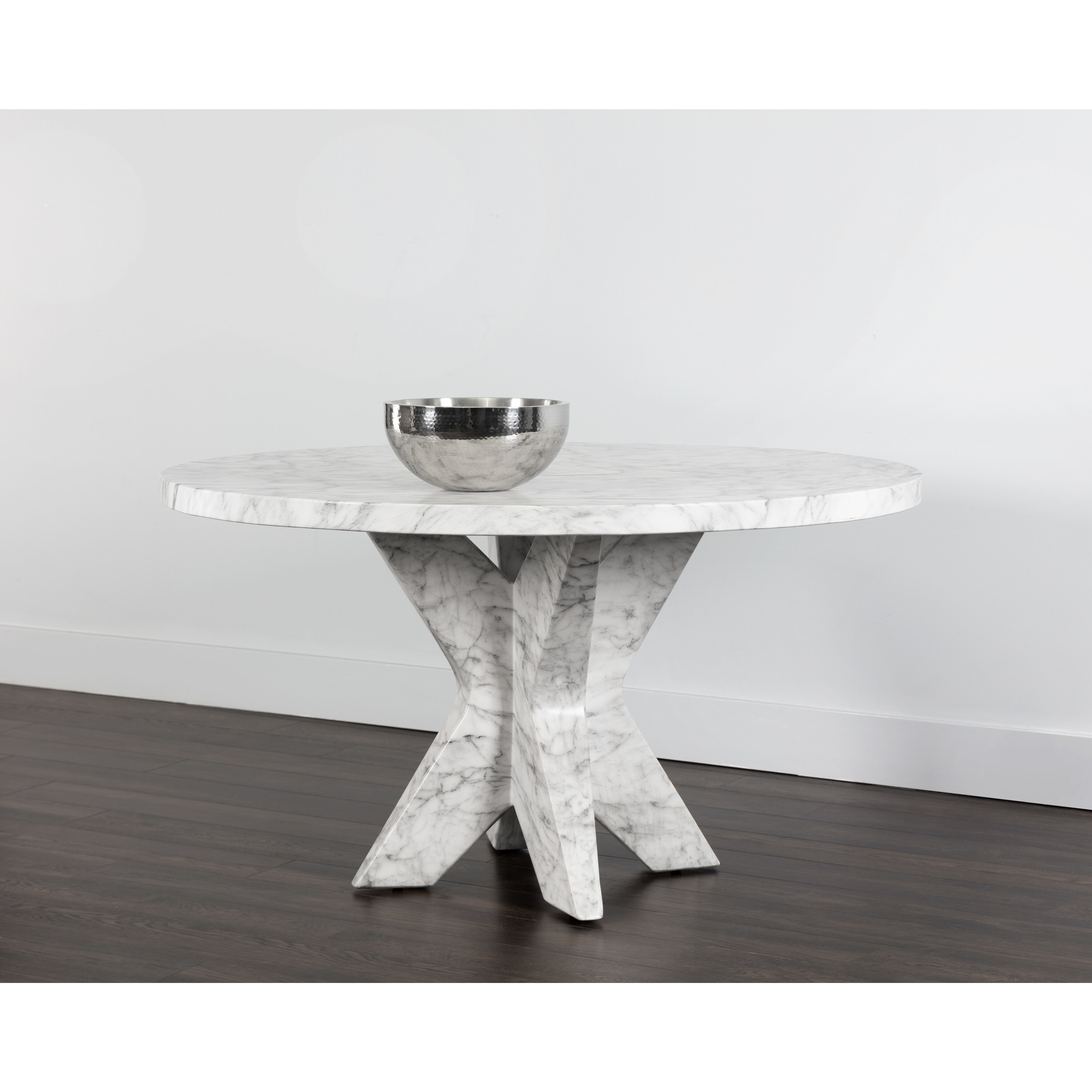 Cypher Marble Look / White Outdoor Dining Table Base
